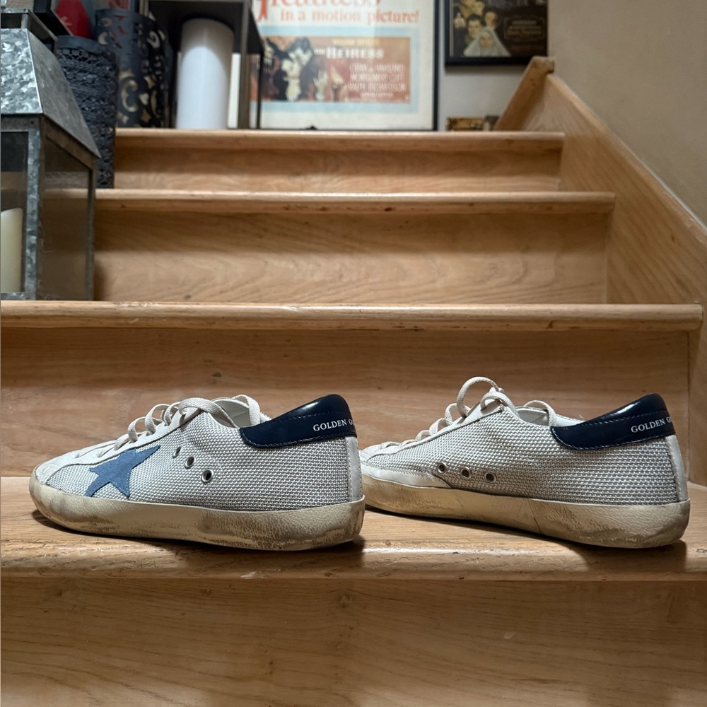 Golden Goose Super-Star Low Sneaker - Off-white/Steel Blue/Navy Men’s 10US/43EU - Picture 10 of 12